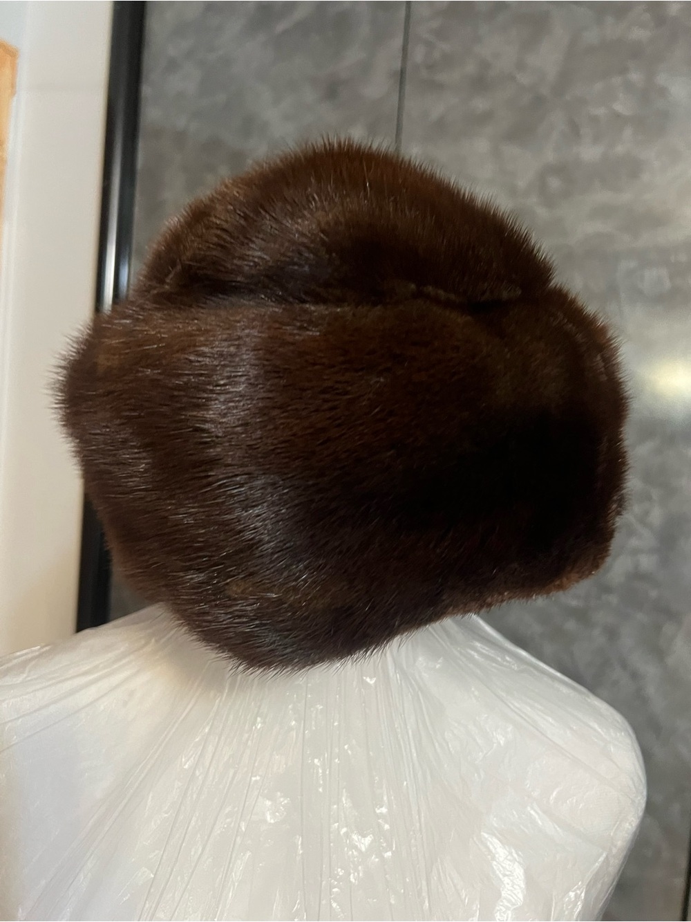 Dark Brown Mink Fur Pillbox Hat
